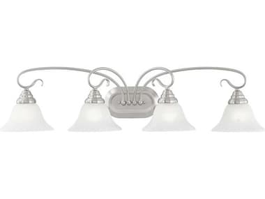 Livex Lighting Coronado 36" Wide 4-Light Brushed Nickel White Glass Vanity Light LV610491