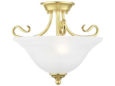 Livex Lighting Coronado 15" 2-Light Polished Brass Glass Bell Semi Flush Mount LV612102