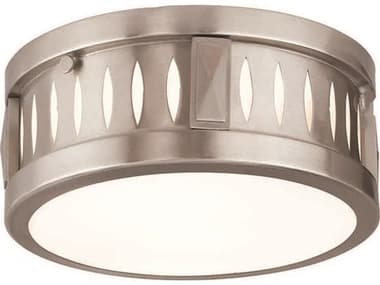 Livex Lighting Vista 10" 2-Light Brushed Nickel Glass Drum Flush Mount LV6550691