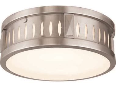 Livex Lighting Vista 12" 2-Light Brushed Nickel Glass Drum Flush Mount LV6550791