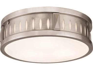 Livex Lighting Vista 14" 3-Light Brushed Nickel Glass Drum Flush Mount LV6550891
