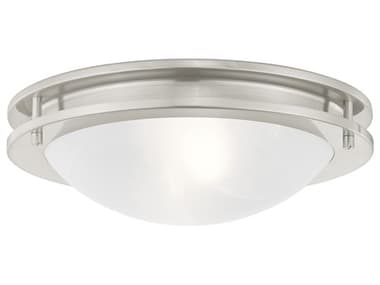 Livex Lighting Ariel 13" 2-Light Brushed Nickel White Glass Bowl Flush Mount LV705891