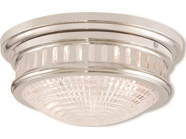 Livex Lighting Berwick 13" 2-Light Polished Nickel Glass Bowl Flush Mount LV7305235