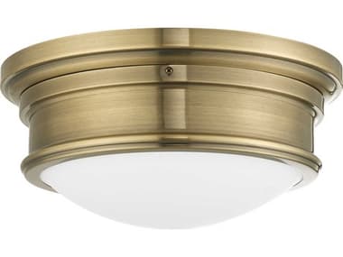 Livex Lighting Astor 13" 2-Light Antique Brass Glass Bowl Flush Mount LV734201