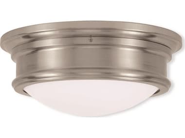 Livex Lighting Astor 13" 2-Light Brushed Nickel Glass Bowl Flush Mount LV734291