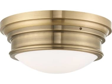 Livex Lighting Astor 15" 3-Light Antique Brass Glass Bowl Flush Mount LV734301