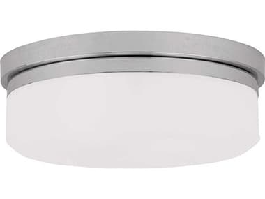 Livex Lighting Stratus 13" 2-Light Polished Chrome White Glass Drum Flush Mount LV739205