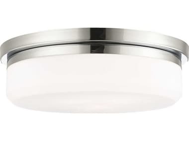 Livex Lighting Stratus 15" 3-Light Polished Chrome White Glass Drum Flush Mount LV739305