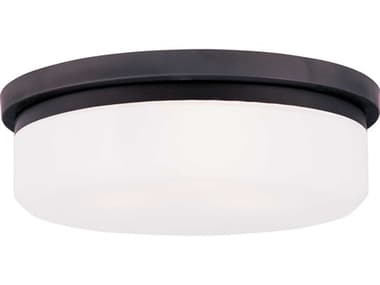 Livex Lighting Stratus 15" 3-Light Bronze Glass Drum Flush Mount LV739307