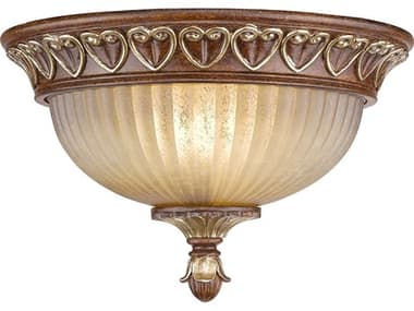 Livex Lighting Villa Verona 11" 2-Light Bronze Aged Gold Leaf Glass Bowl Flush Mount LV856263