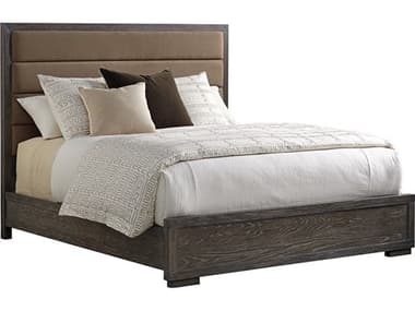 Lexington Santana Brown Oak Wood Upholstered California King Platform Bed LX010411135C