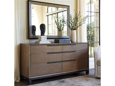 Lexington Zanzibar 6-Drawers Brown Double Dresser with Wall Mirror Set LX010416222SET