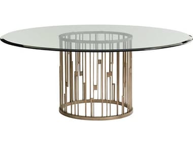 Lexington Shadow Play 60" Round Glass Burnished Silver Dining Table LX01072587560C
