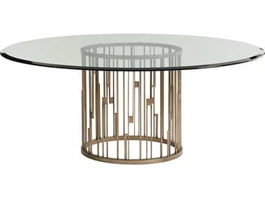 Lexington Shadow Play Round Glass Burnished Silver Dining Table LX01072587560C