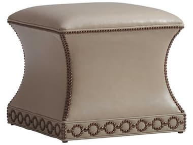 Lexington Carlyle 22" Beige Leather Upholstered Ottoman LX01184425LL40
