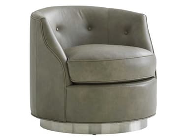 Lexington Avondale Swivel Gray Leather Accent Chair LX01723811SWLL40