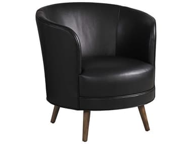 Lexington Zanzibar Swivel 33&quot; Black Leather Accent Chair LX01782911SWLL40