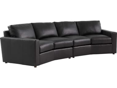 Lexington Silverado 126" Wide Black Leather Upholstered Sectional Sofa LX01787852S0140