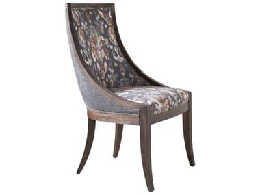 Lexington Chamberlain Walnut Wood Blue Fabric Upholstered Side Dining Chair LX0180011240