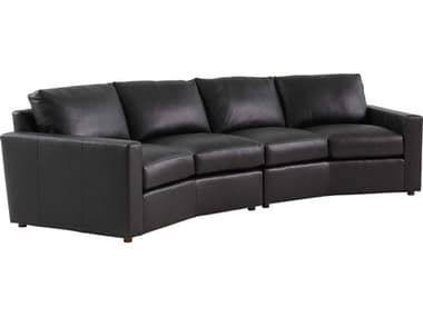 Lexington Silverado 126" Wide Black Leather Upholstered Sectional Sofa LX787852C01