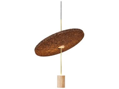 Luxcambra Calma 2-Light Satin Brass Brown Round Pendant LXB1623