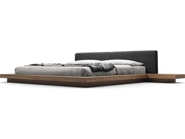 Luxecor Modluxe Akanji Soft Carbon Fabric Gray Pine Wood King Platform Bed LXCHB39AKWALCAR