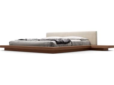 Luxecor Modluxe Akanji Headboard In Ecru Fabric Beige Wood King Platform Bed LXCHB39AKWALECR