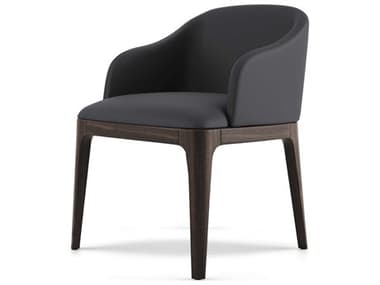 Luxecor Modluxe Milford Ash Wood Black Leather Arm Dining Chair LXCHI80033107GNM