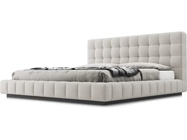 Luxecor Modluxe Grafton Luna Fabric White Upholstered King Platform Bed LXCMD321KMAR72