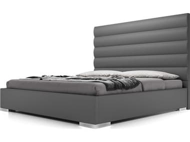 Luxecor Modluxe Bristol Granite Eco Leather Gray King Platform Bed LXCMD322KGNT