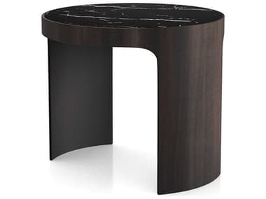 Luxecor Modluxe Thorne Round Black Marble Ceramic End Table LXCMD424BLK