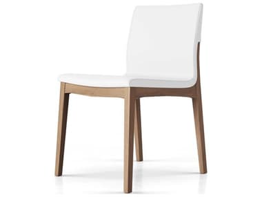 Luxecor Modluxe Monza Ash Wood White Leather Side Dining Chair LXCMD613WALWHT