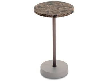 Luxecor Modluxe Suez Round Marble Top In Imperial Brown End Table LXCSDTBONIBRNCBRNZ