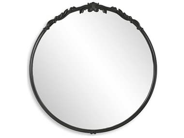 Luxecor Illumination Satin Black Light Gray Round Wall Mirror LXCW00575