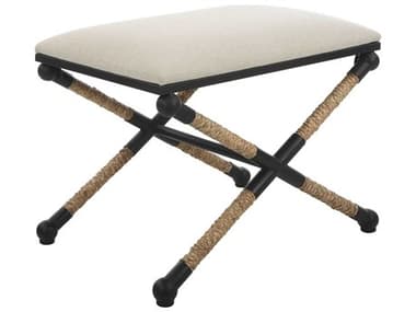 Luxecor Illumination Satin Black Natural Upholstered Accent Bench LXCW23015