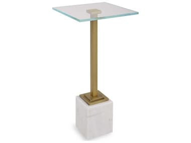 Luxecor Illumination Square Glass Brushed Brass White End Table LXCW23020