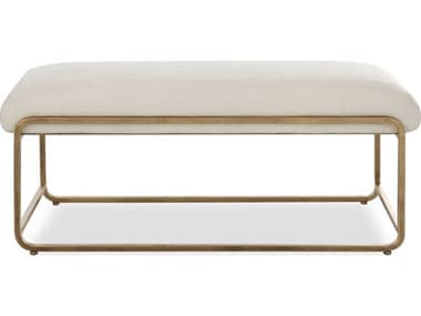 Luxecor Illumination Antique Brushed Brass Crisp White Upholstered Accent Bench LXCW23021