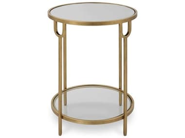 Luxecor Illumination Round Mirror Antique Gold End Table LXCW23022