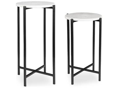 Luxecor Illumination Round Marble White Matte Black End Table LXCW23023