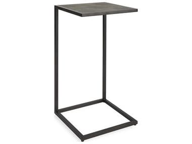 Luxecor Illumination Square Faux Leather Antique Black Gray End Table LXCW23028