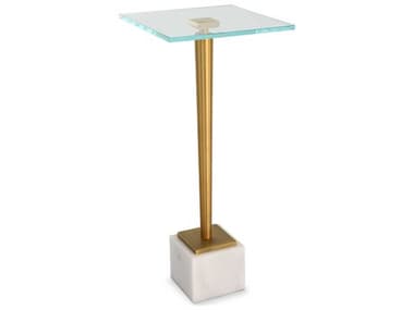 Luxecor Illumination Square Glass Brass White End Table LXCW23029