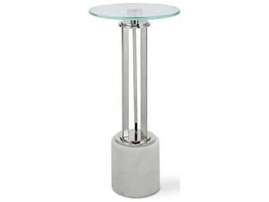 Luxecor Illumination Round Glass Nickel White End Table LXCW23035