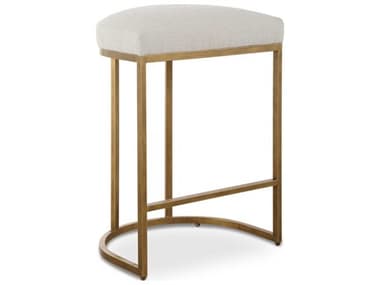 Luxecor Illumination Brushed Brass Light Cream Upholstered Counter Stool LXCW23038