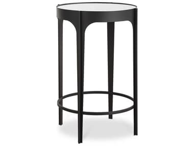 Luxecor Illumination Round Mirror Matte Black End Table LXCW23039