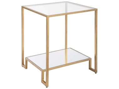 Luxecor Illumination Square Glass Antique Gold End Table LXCW23057