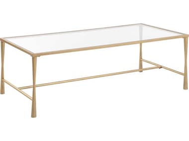 Luxecor Illumination Rectangular Glass Antique Gold Coffee Table LXCW23059
