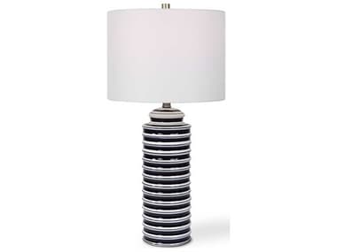 Luxecor Illumination Navy White Round Hardback Shade Blue Buffet Lamp LXCW260961