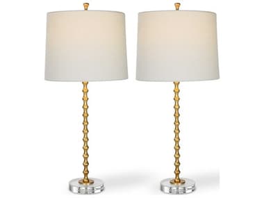 Luxecor Illumination Gold Leaf Slightly Tapered Hardback Rolled Edge Buffet Lamp Set of 2 LXCW261011