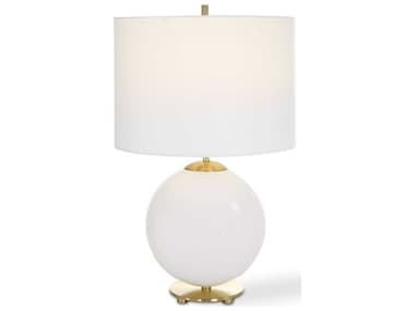 Luxecor Illumination White Gold Round Drum Hardback Shade Table Lamp LXCW261231