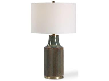 Luxecor Illumination Bluish Green Brushed Brass Round Hardback Buffet Lamp LXCW261361